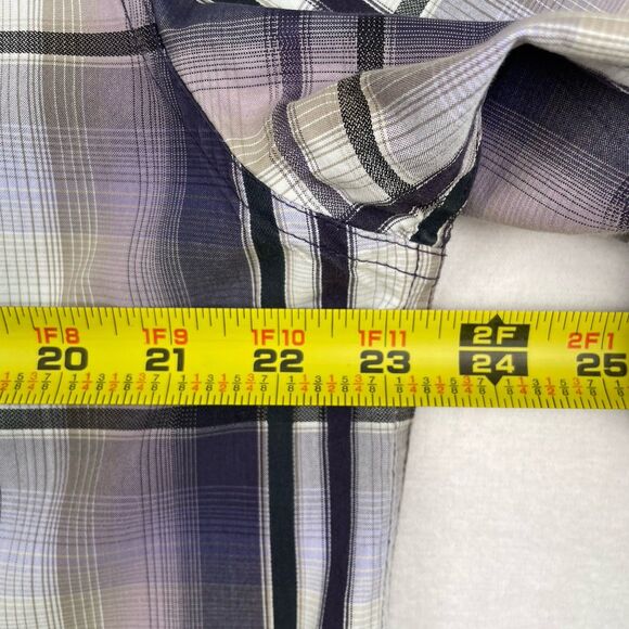 PrAna Men’s Short Sleeve Button Down Purple Tattersall Plaid- L - Picture 7 of 13